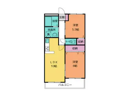 レアールM大川A(2LDK/2階)の間取り写真