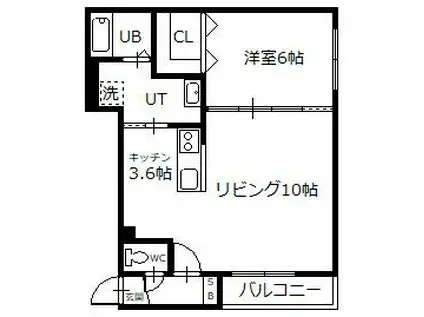SUN DINO(1LDK/3階)の間取り写真