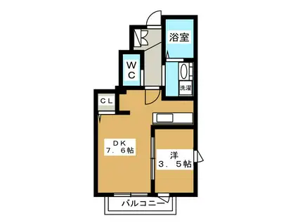 SUNNY SIDE HILLS(1DK/1階)の間取り写真