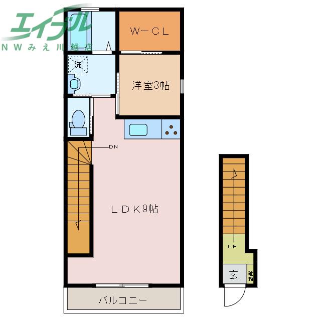 ラトゥール川越(1LDK/2階)の間取り写真