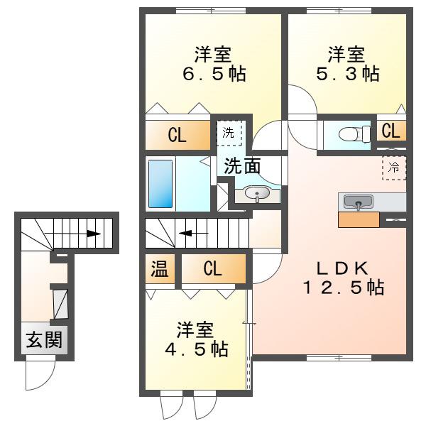 SUNNY.PLACE(3LDK/2階)の間取り写真
