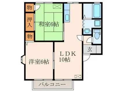 セジュールシャルマン(2LDK/2階)の間取り写真