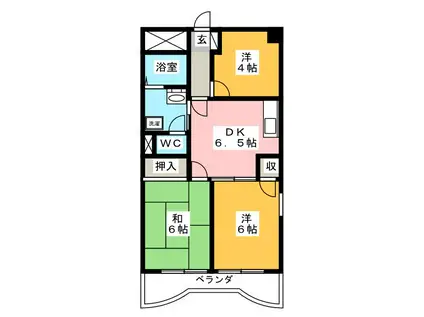 シミュレーINAGAKI(3DK/3階)の間取り写真