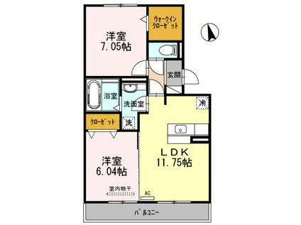名鉄常滑線 聚楽園駅 徒歩25分 3階建 築14年(2LDK/2階)の間取り写真