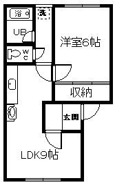 城内コーポ(1DK/2階)の間取り写真