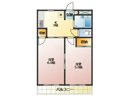 モンシャトー石神井成和(2K/2階)の間取り写真