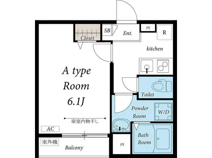 リブリ・西新宿(1K/2階)の間取り写真