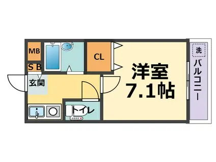 スペーシャス多田(1K/2階)の間取り写真