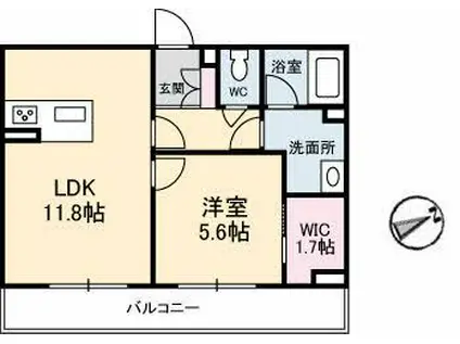 クレスティーク米原(1LDK/1階)の間取り写真
