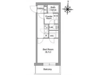 コンフォリア・リヴ両国イースト(1K/2階)の間取り写真