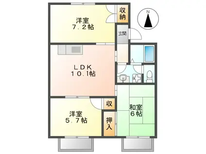 サティスフェール(3LDK/2階)の間取り写真