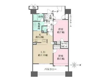 プレイス白金ブライトレジデンス(2LDK/5階)の間取り写真