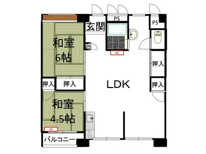 兵庫県公社 上湊川高層(2LDK/12階)の間取り写真