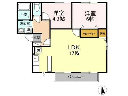 サラダ村C棟(3LDK/2階)の間取り写真