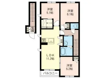 カーサ・ヒルズ(3LDK/2階)の間取り写真