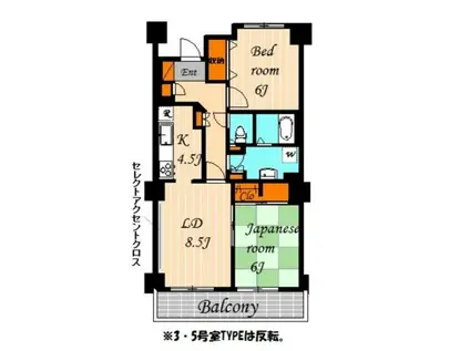 クローネ芦花(2LDK/2階)の間取り写真