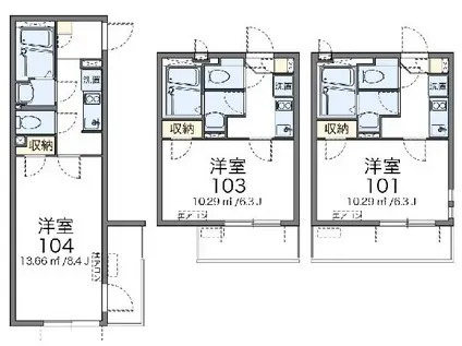 クレイノフローラ大森南(1K/2階)の間取り写真