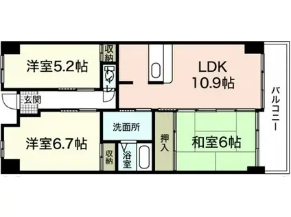 フォーラム牛田南(3LDK/2階)の間取り写真