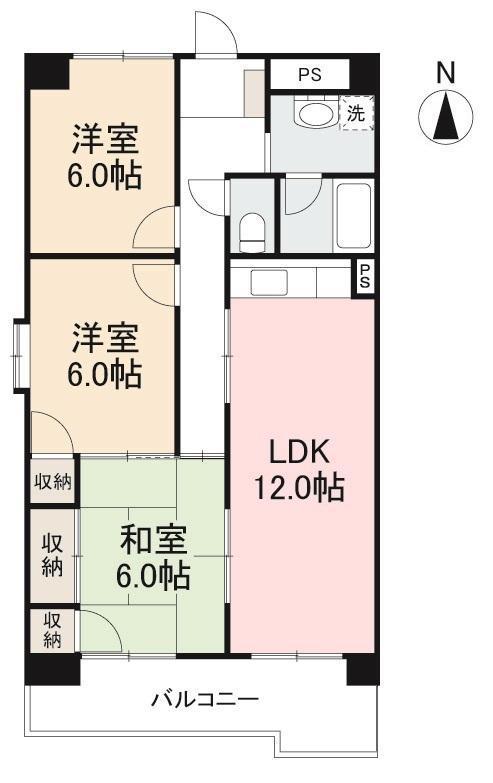 プラザアンジェロ(3LDK/2階)の間取り写真