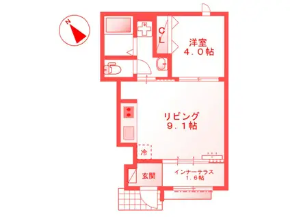 宮前区有馬8丁目アパート(1LDK/1階)の間取り写真