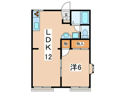 クレフォートときわB棟(1LDK/2階)の間取り写真