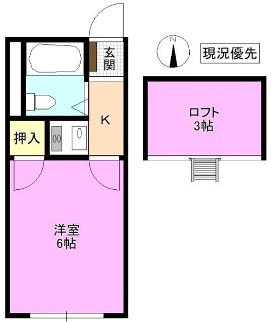 ヴィラ滝沢女鳥羽(1K/1階)の間取り写真
