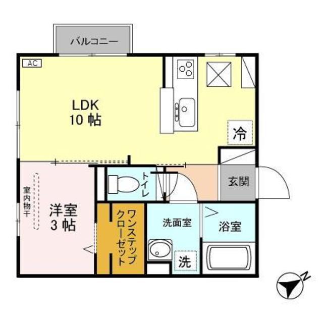 カンターロB(1LDK/1階)の間取り写真