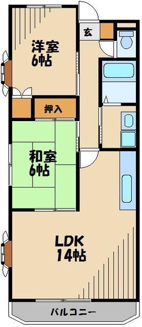 モントレー富士見(2LDK/3階)の間取り写真