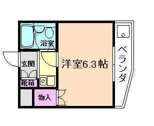 シャトー栄根II(1K/3階)の間取り写真