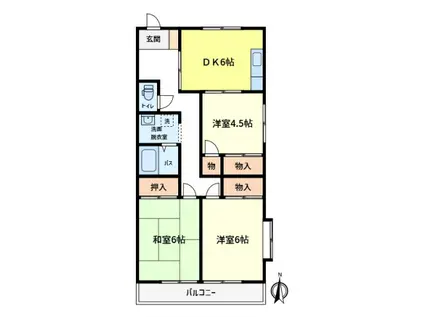 第5臼倉荘(3DK/2階)の間取り写真