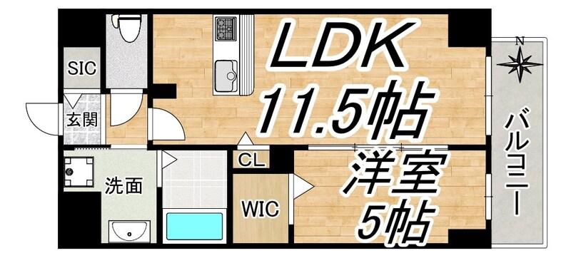 ルアナ北梅田(1LDK/7階)の間取り写真