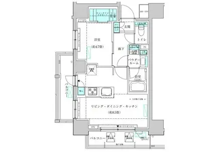 ヴィークブライト蔵前(1LDK/14階)の間取り写真
