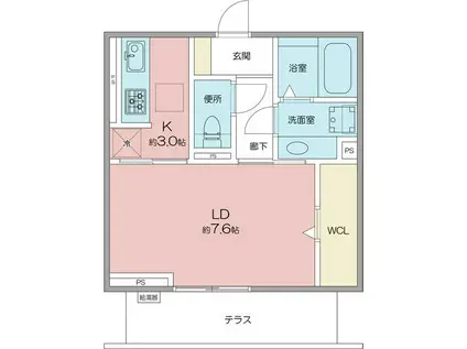 ラ・グリシーヌ(1K/3階)の間取り写真