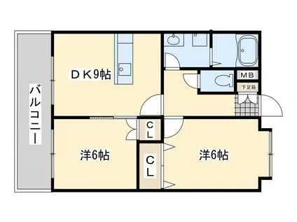 ペットビレッジKATO(2LDK/2階)の間取り写真