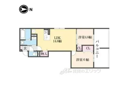 GRAAM北浜(2LDK/3階)の間取り写真