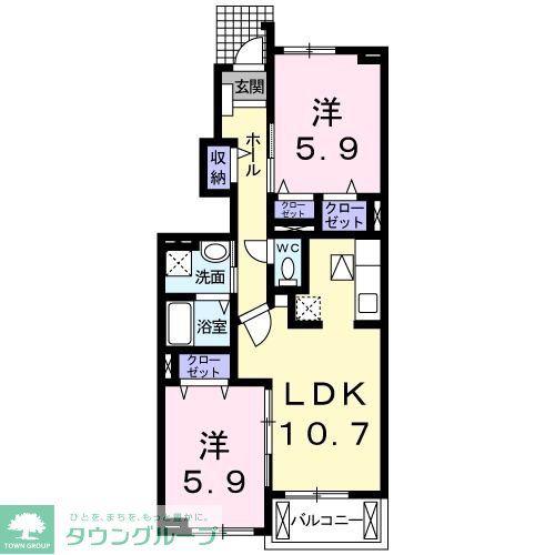 コリーヌ・ドレ(2LDK/1階)の間取り写真
