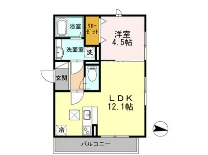 SOLEIL LEVANT(1LDK/1階)の間取り写真