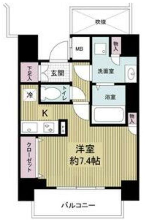 ドゥーエ玉造(1K/12階)の間取り写真