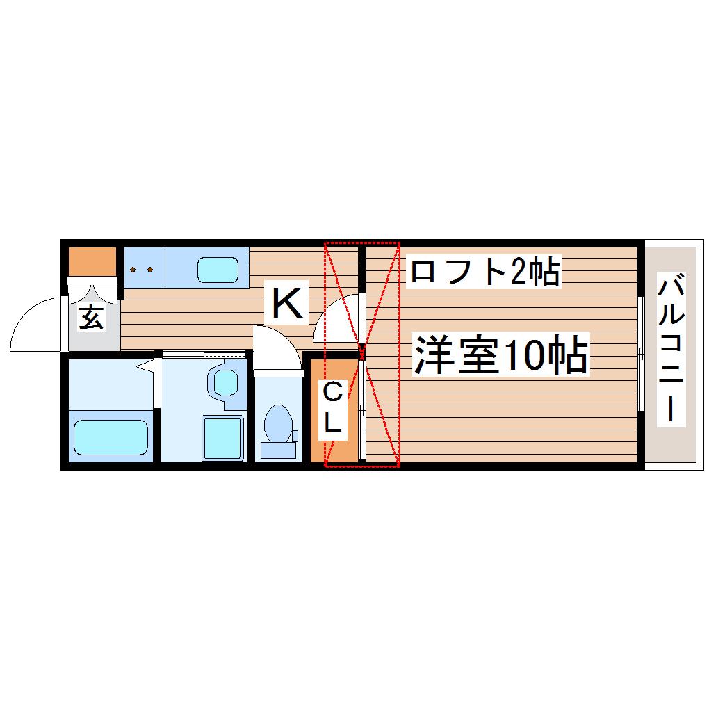 BRILLIANT GREEN(1K/1階)の間取り写真