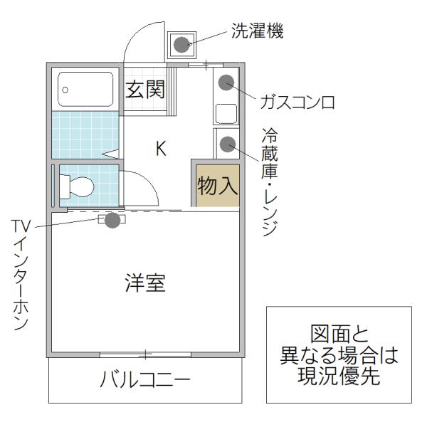 バンビーズA棟(1K/1階)の間取り写真