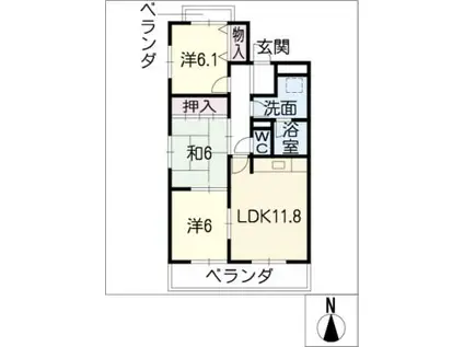 シティ・ライフ野並(3LDK/3階)の間取り写真