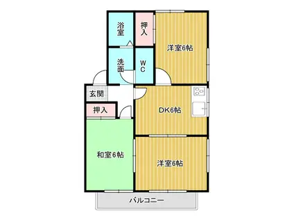 サンディーヌ(3DK/2階)の間取り写真