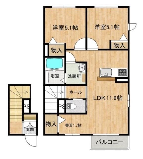東京メトロ東西線 行徳駅 徒歩9分 2階建 築3年(2LDK/2階)の間取り写真