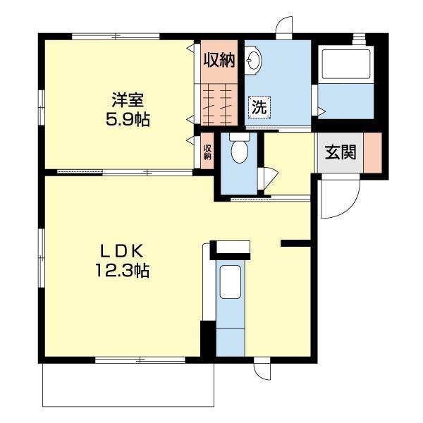 ディアスD(1LDK/2階)の間取り写真