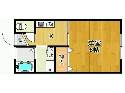 ベルクレージュSK(1K/2階)の間取り写真