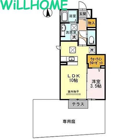 D-ROOM三葛(1LDK/1階)の間取り写真