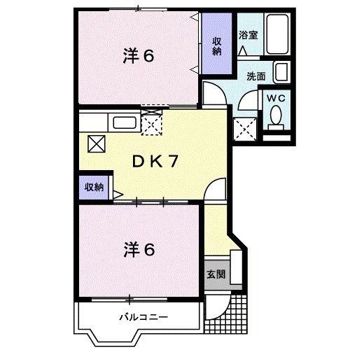 サニーパレスB(2DK/1階)の間取り写真