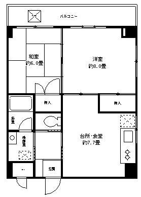パルメゾン和光(2DK/6階)の間取り写真