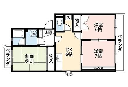 イマージュ・手越(3DK/3階)の間取り写真