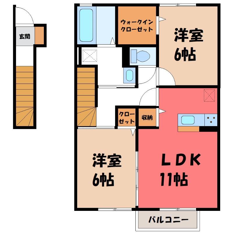 ミッドパレス市場町I(2LDK/2階)の間取り写真
